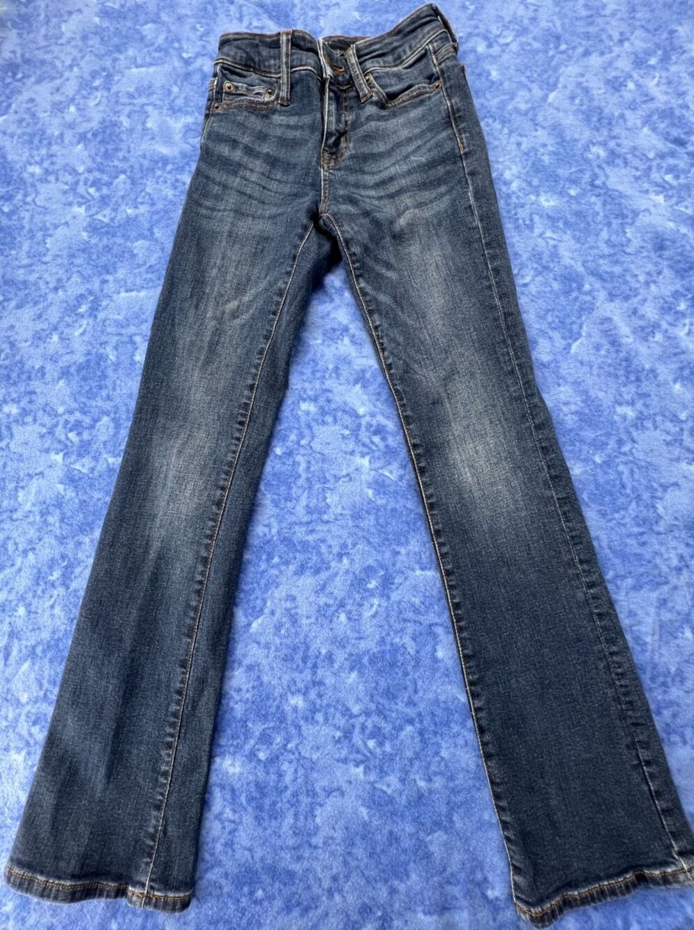 Aeropostale Women's Mid-Rise Boot Dark Wash Blue Jeans Straight Leg Size 00S